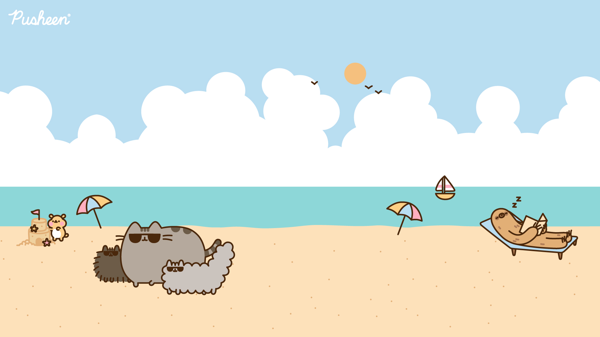 Pusheen Zoom Background Beach Wallpaper