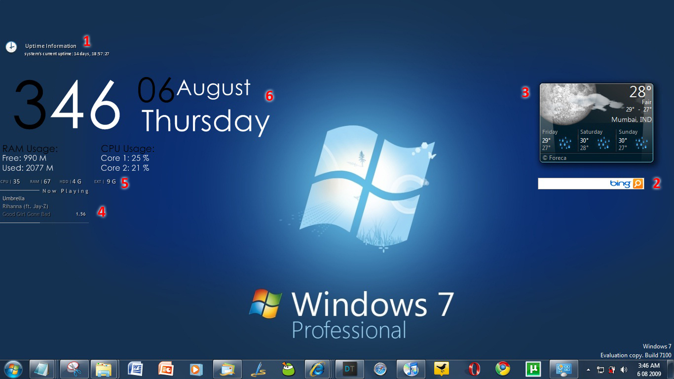 desktop with windows 7 professional