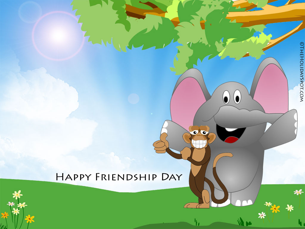 Two Animal Friends Wishing Happy Friendship Day