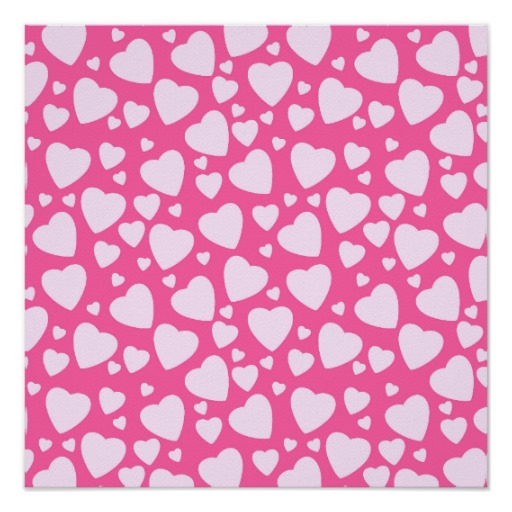 Pink Hearts Pattern Cute Girly Heart Background Poster