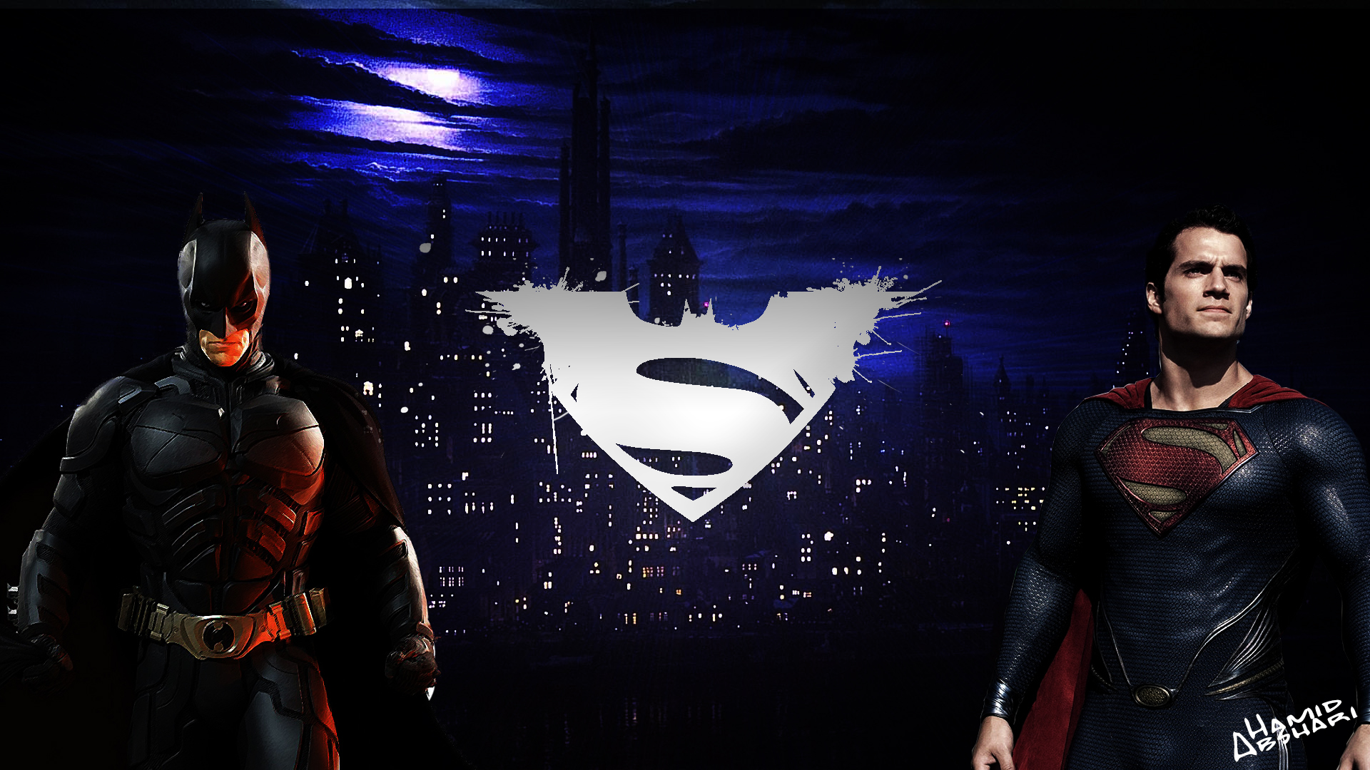 Superman And Batman Logo Wallpaper Vs