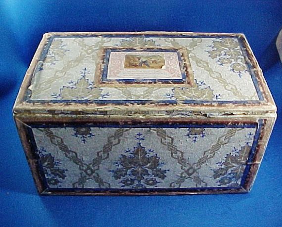 Antique C Wallpaper Box Home Made Reward Of Merit On Lid