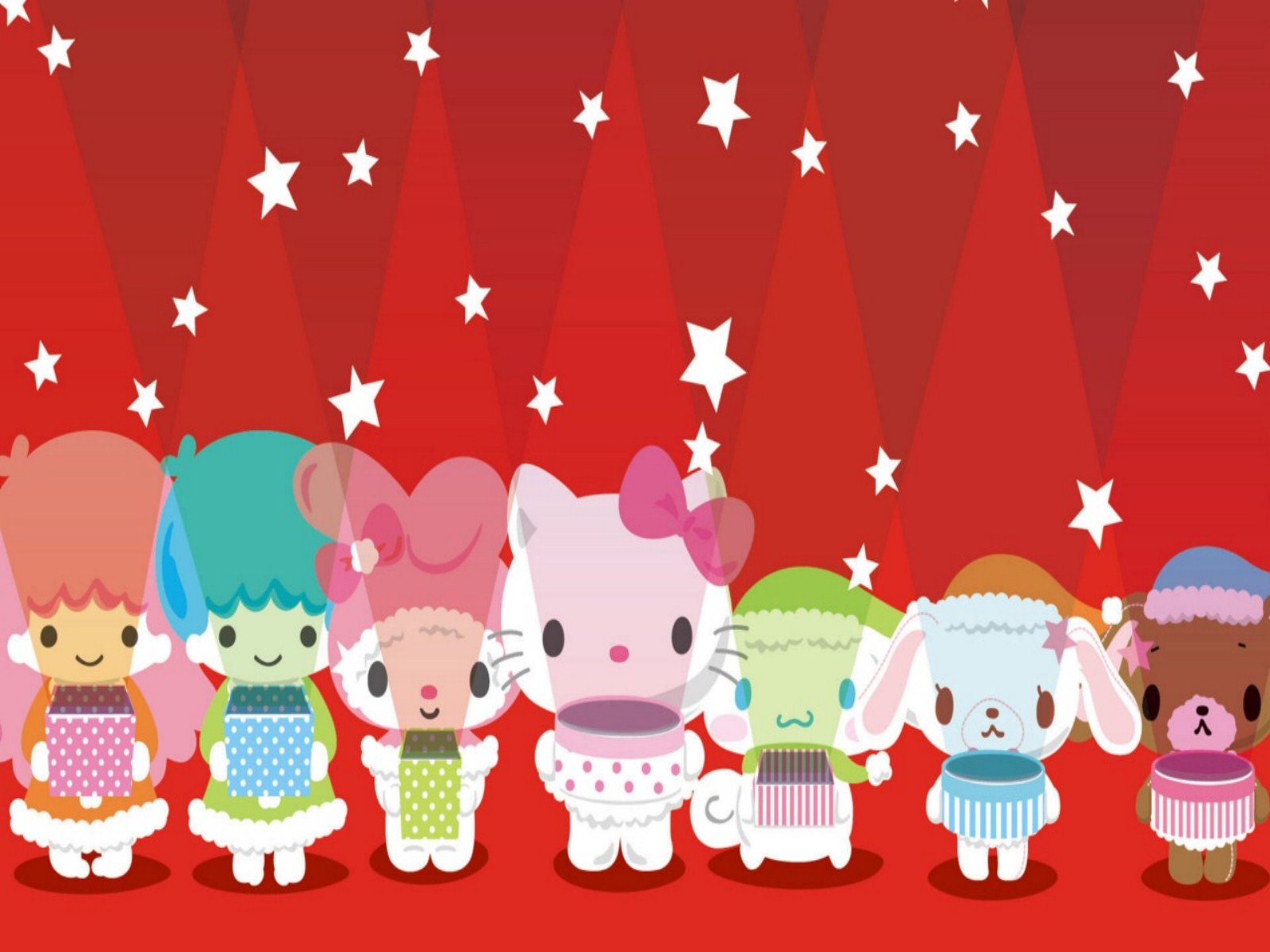 Hello Kitty Christmas Background HD Wallpaper In Cartoons