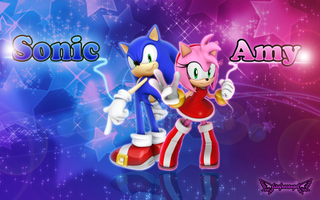 Wallpaper Sonic And Amy By Lissangel