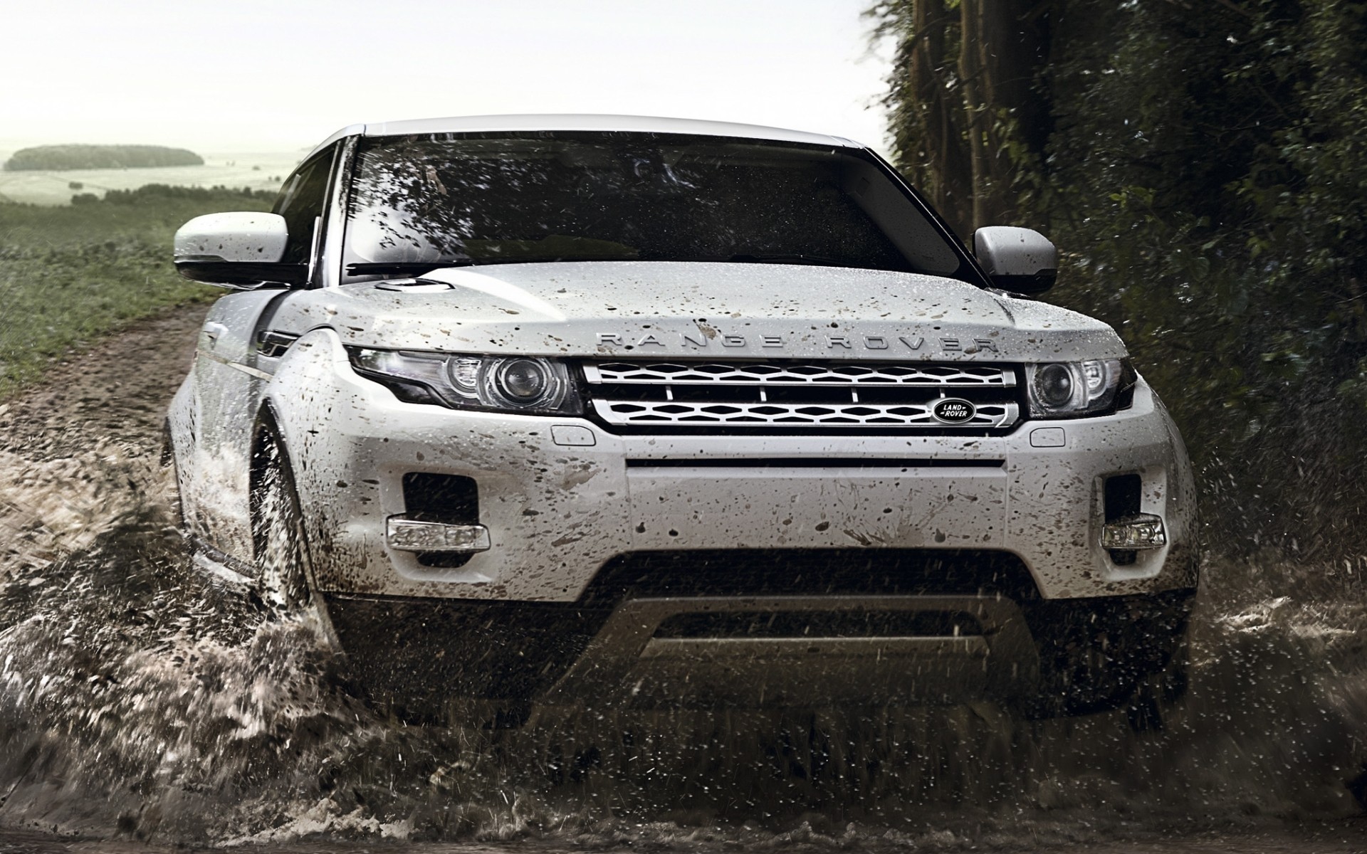 White Cars Land Rover Range Evoque Splashes