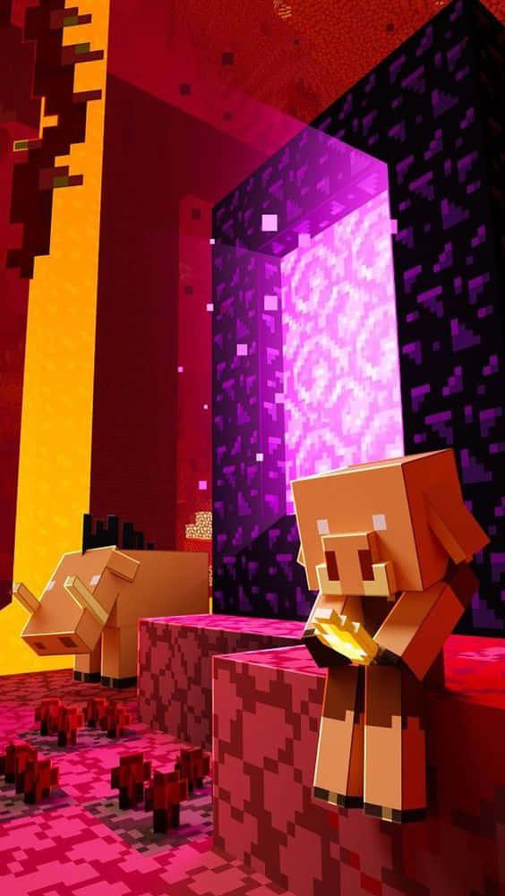 Download Intense Minecraft Blaze Battle in the Nether Wallpaper