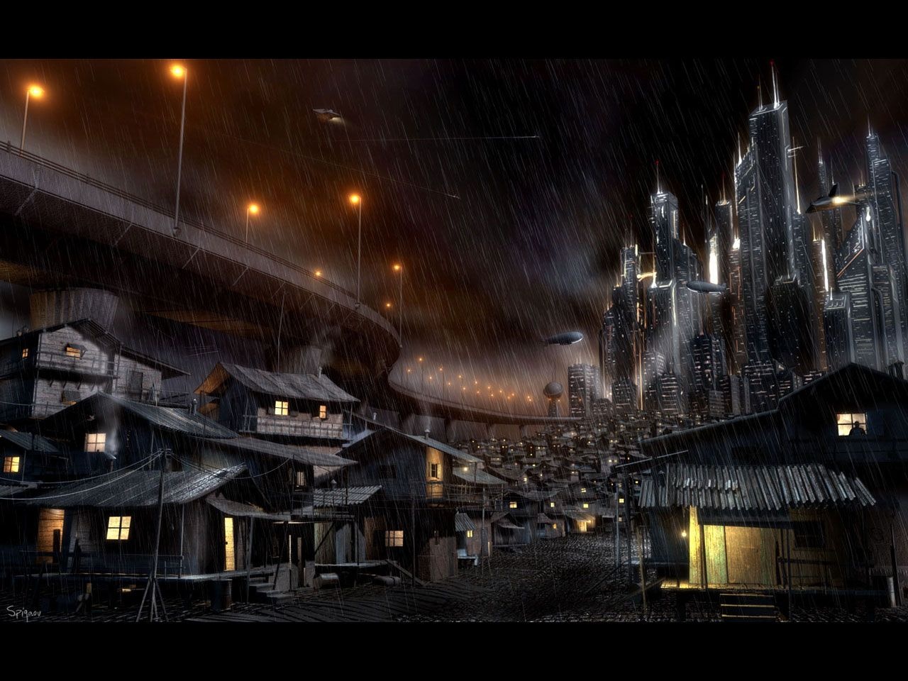 Dark Future City Animation Wallpaper