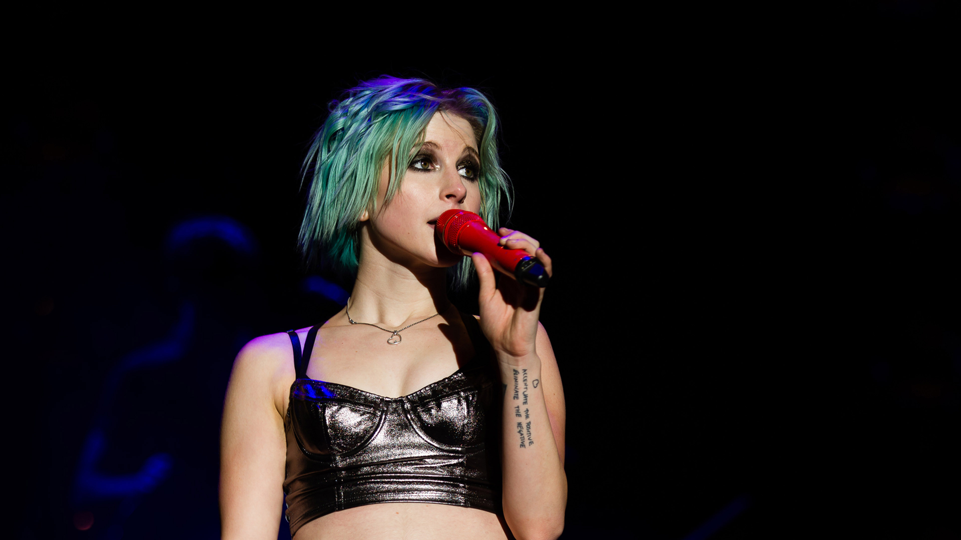 Hayley Williams With A Red Microphone Wallpaper