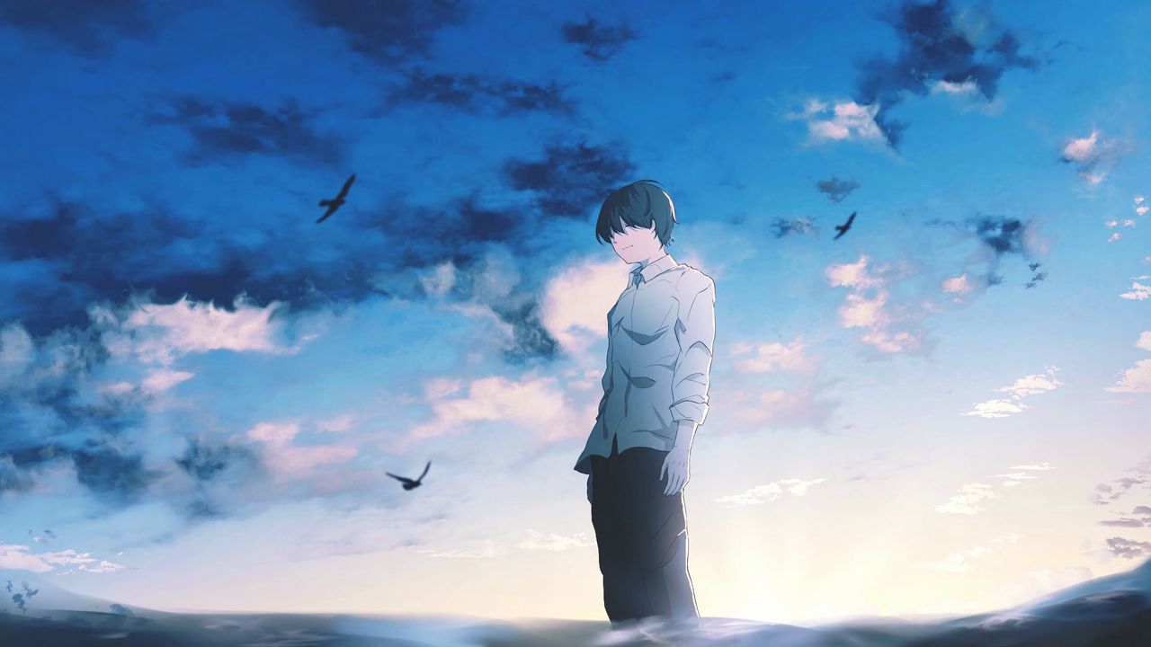 Wallpaper Guy Alone Sad Water Anime HD Picture Image
