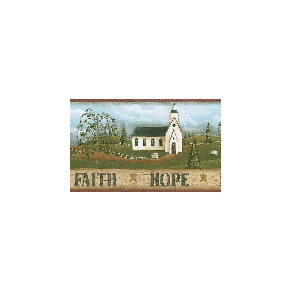 Burgundy Faith Hope and Love Wallpaper Border Home Kitchen