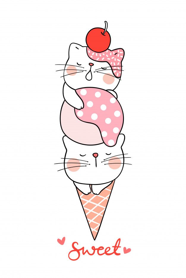 Premium Vector Draw Cat Sleeping In Ice Cream Cone Cute Doodle