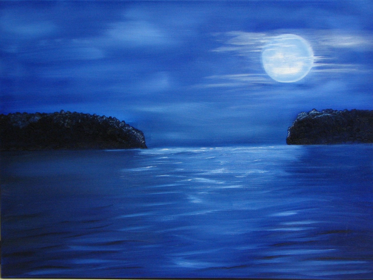 Blue Moon Over Ocean Wallpaper