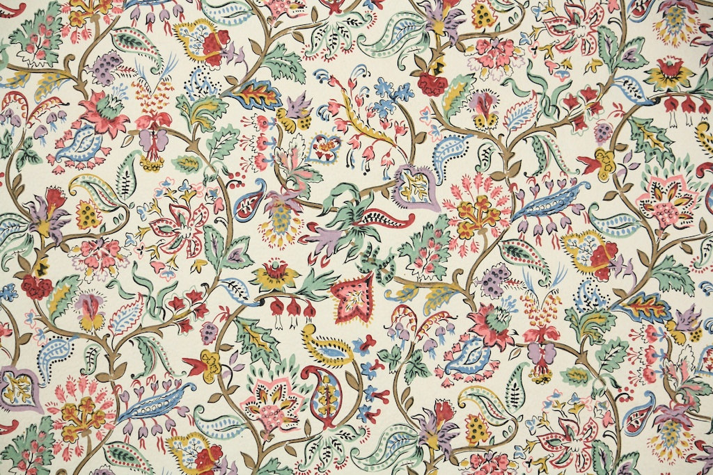 S Antique French Wallpaper Floral By Hannahstreasures