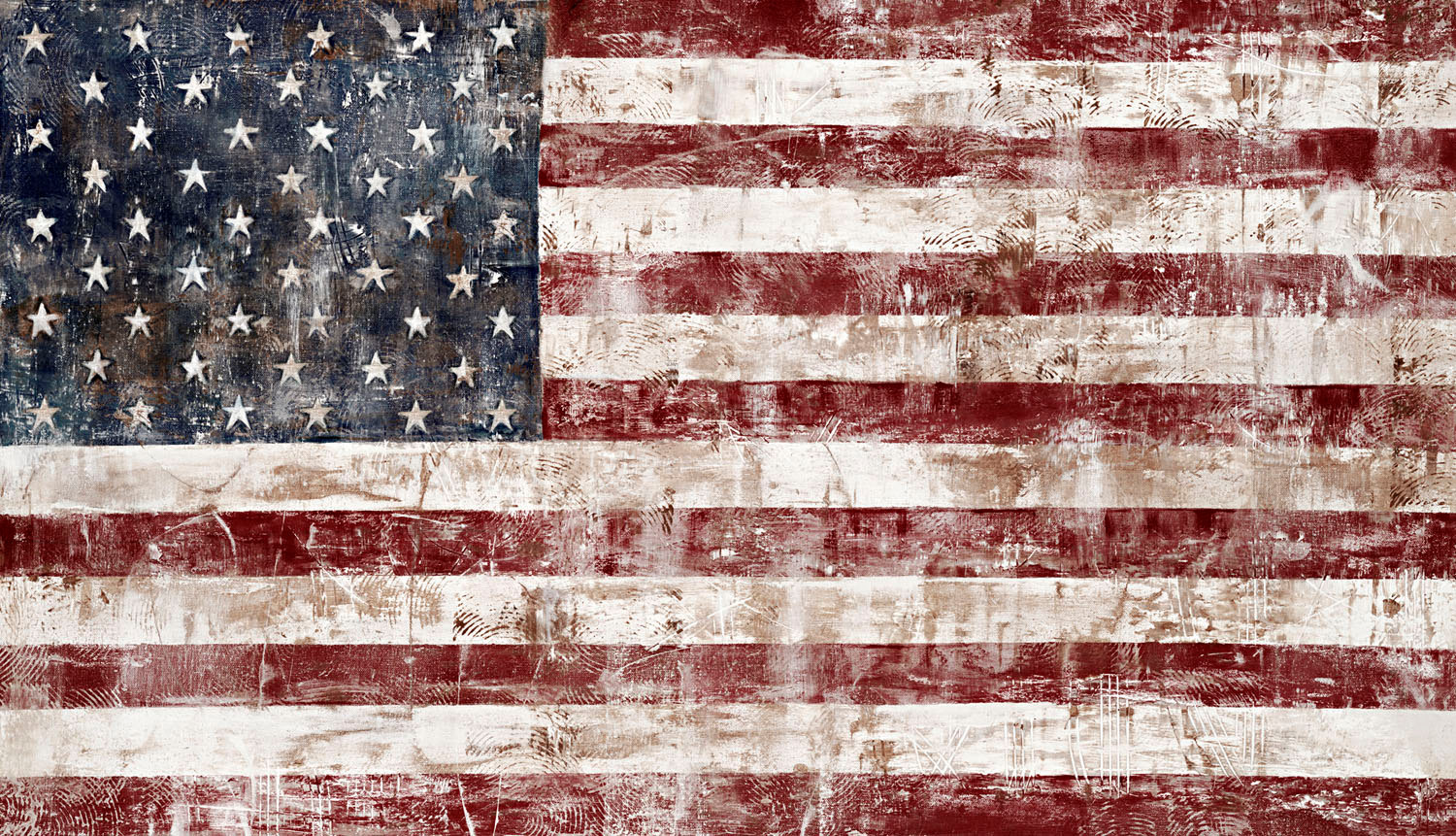 Distressed American Flag Rustic Painting