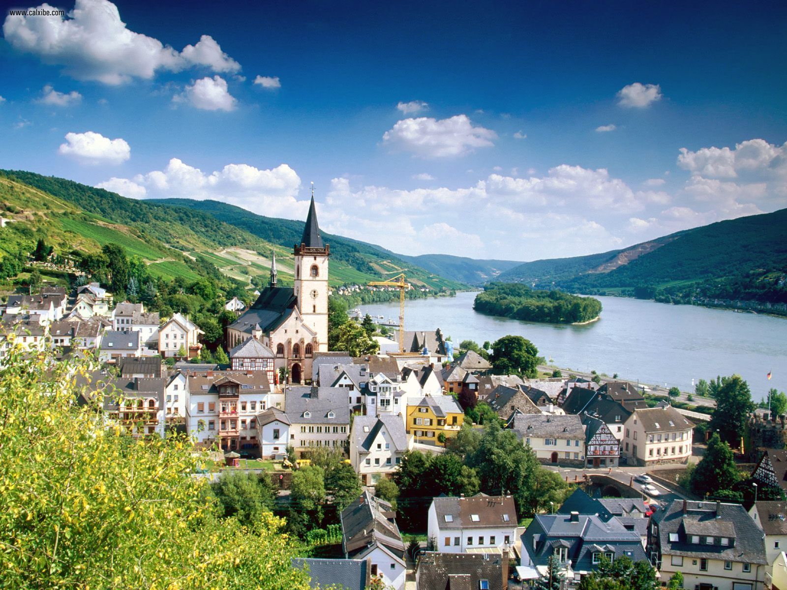 Known Places Hesse Rhine River Germany Desktop Wallpaper Nr