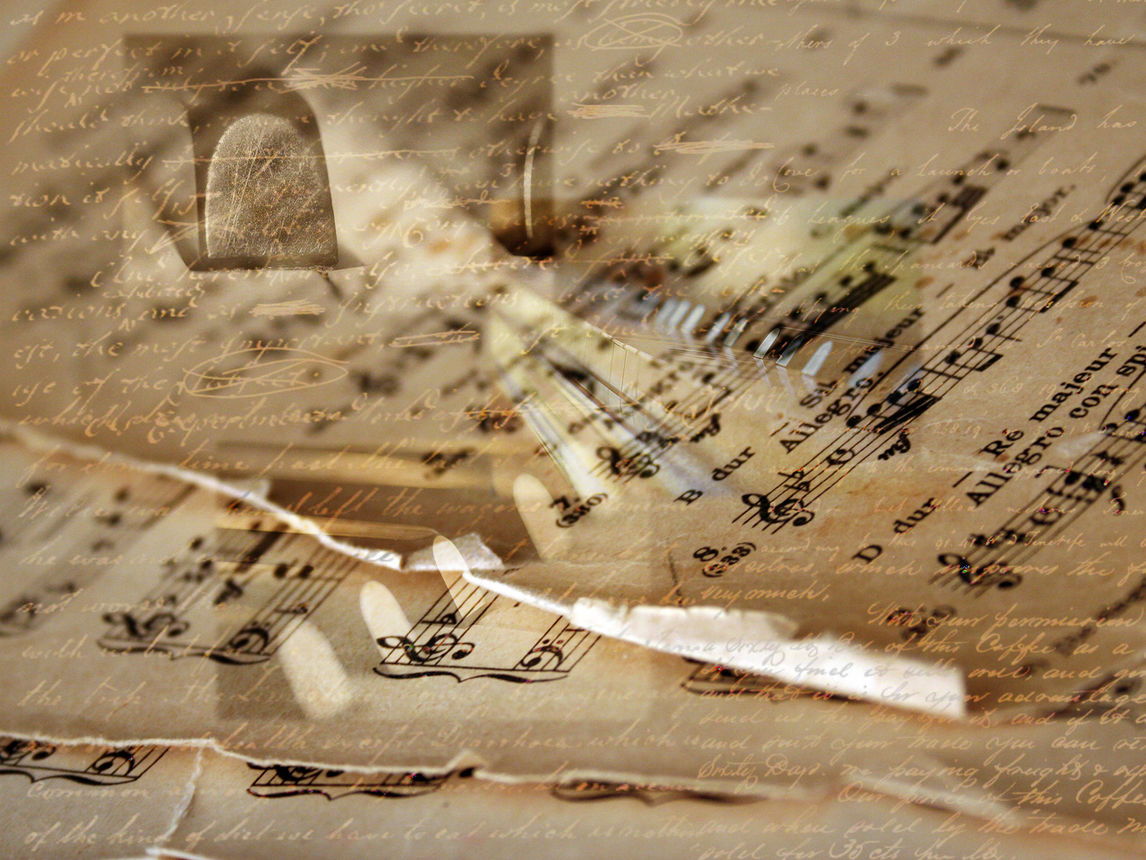 Music Score With Piano Keys Superimposed