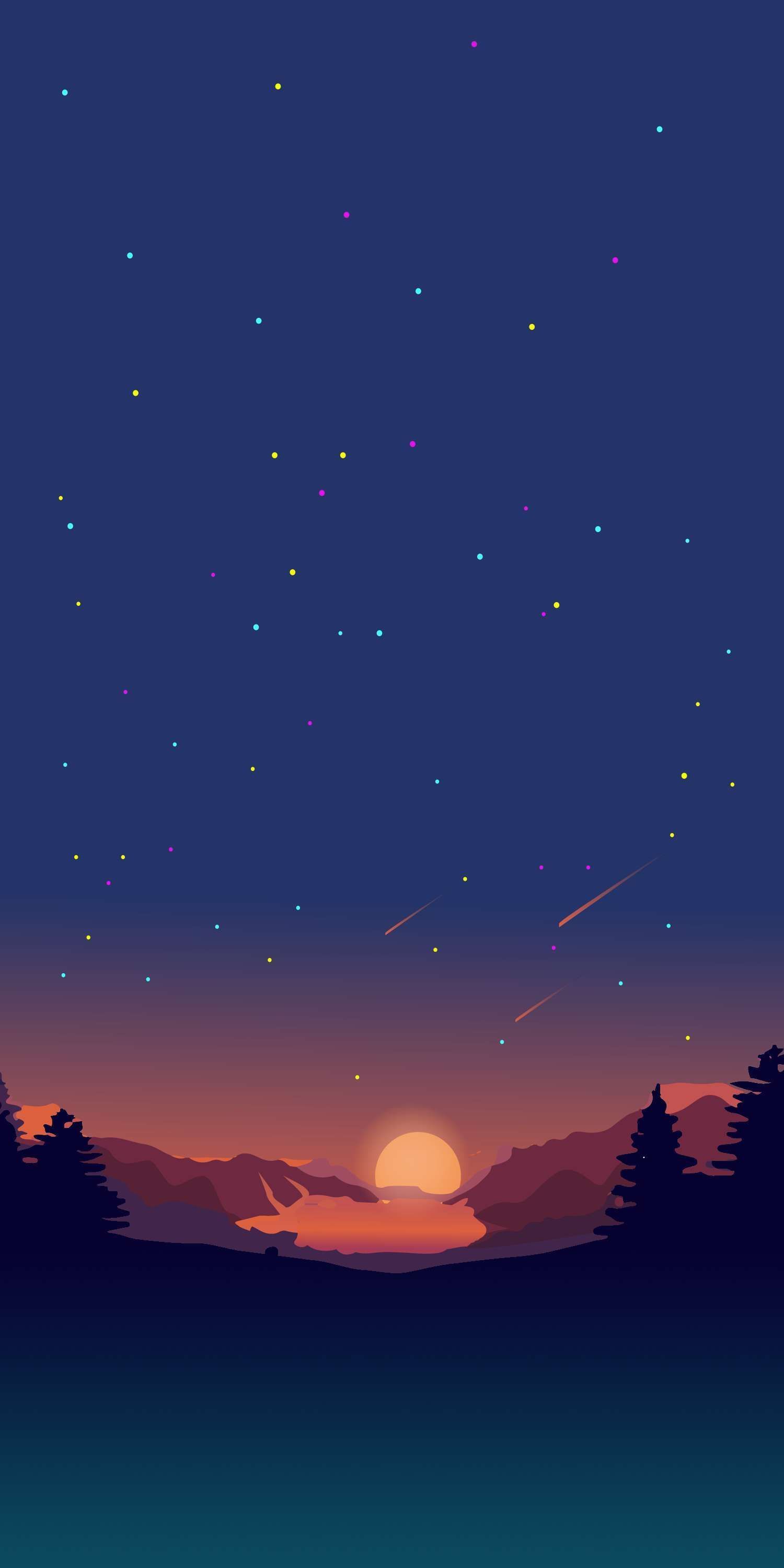 Sunset View Stars Minimal Nature iPhone Wallpaper iphonewallpaper