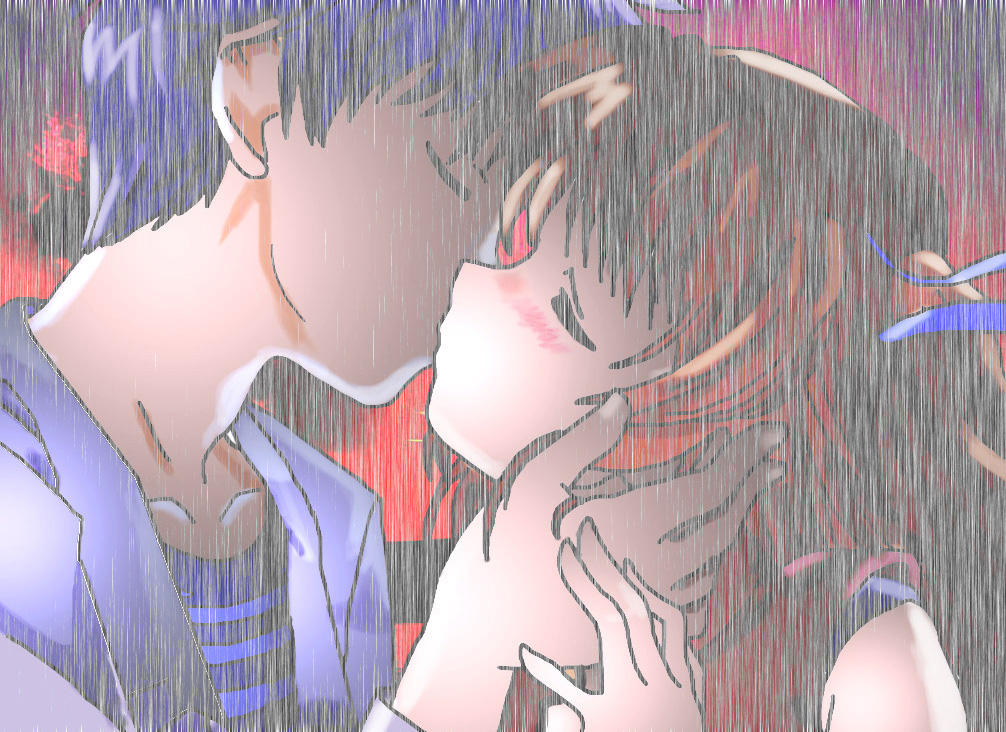 Lexica - Full body anime style couple kiss, date, realistic detailes, 2d  illustration, park, glamour, fashion style, 8k,