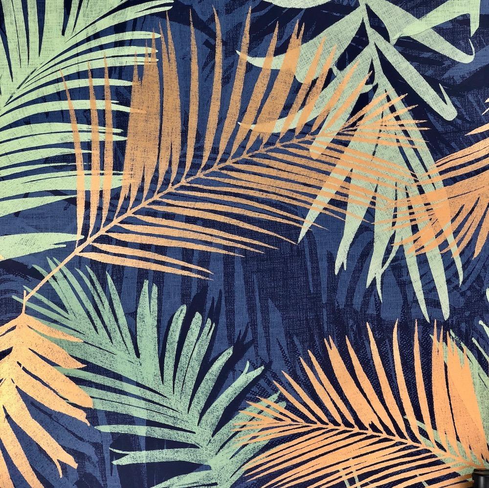 Jungle Glam Navy And Green Tropical Botanical Leaf Wallpaper