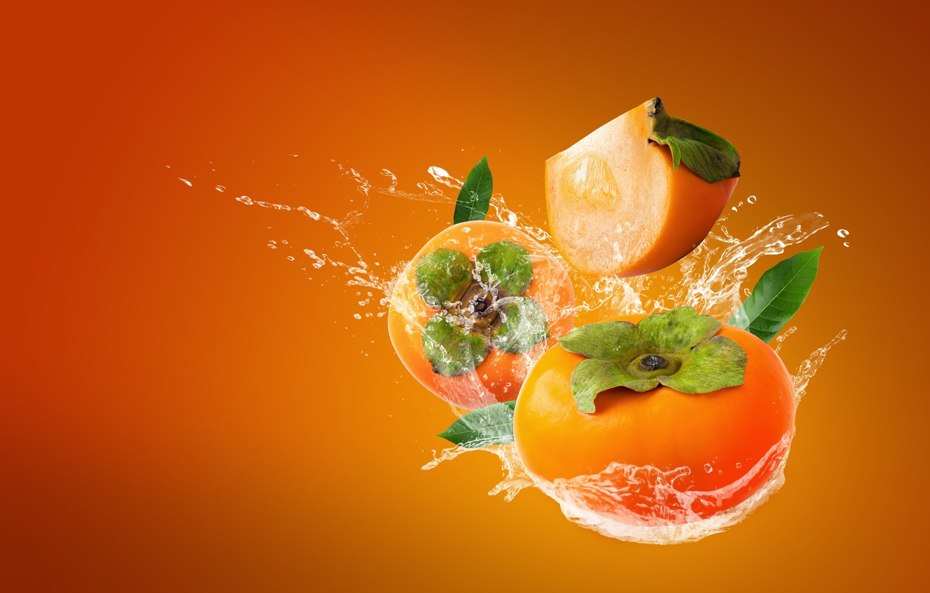 Wallpaper Water Squirt Orange Background Splash Persimmon