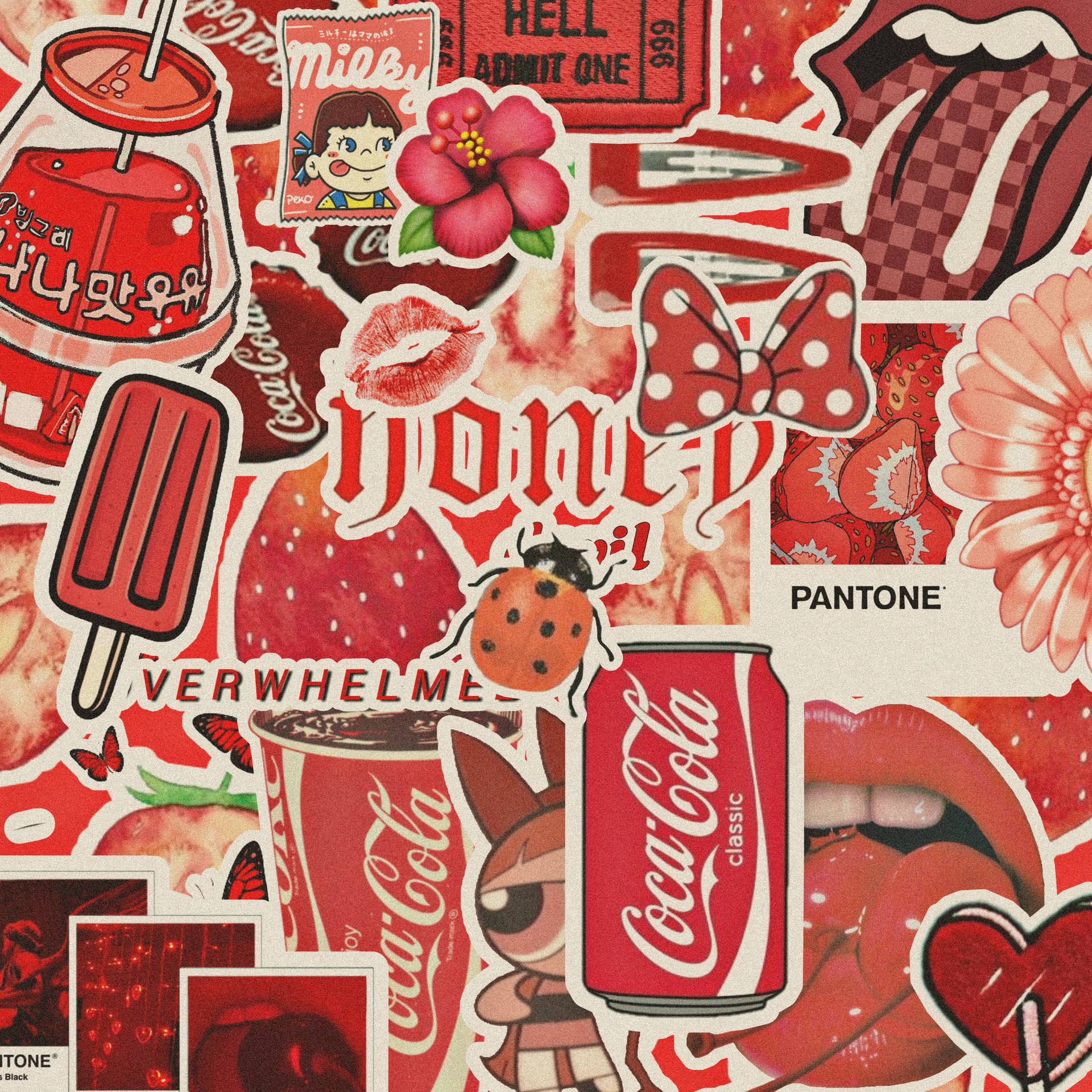 Coca Cola Stickers Pastel Red Aesthetic J17c0vs0oynfr7tf Wallpaper