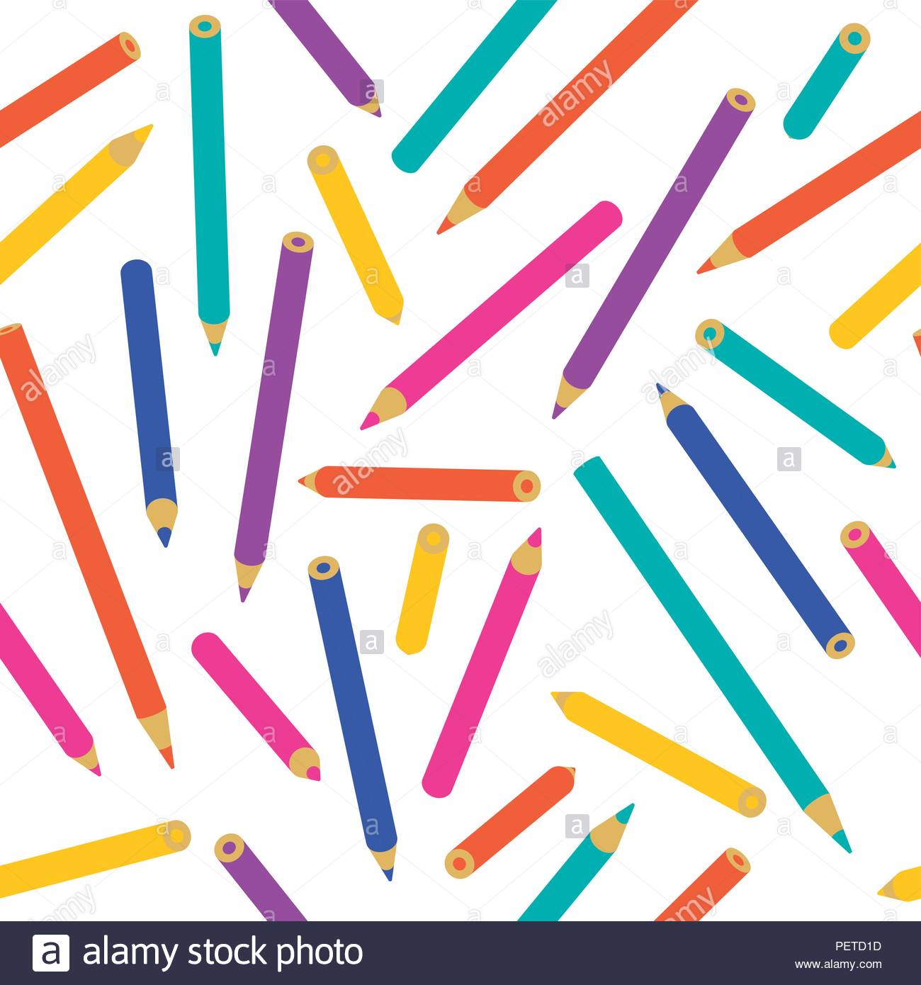 Color Pencil Seamless Pattern Children Decoration In Vibrant