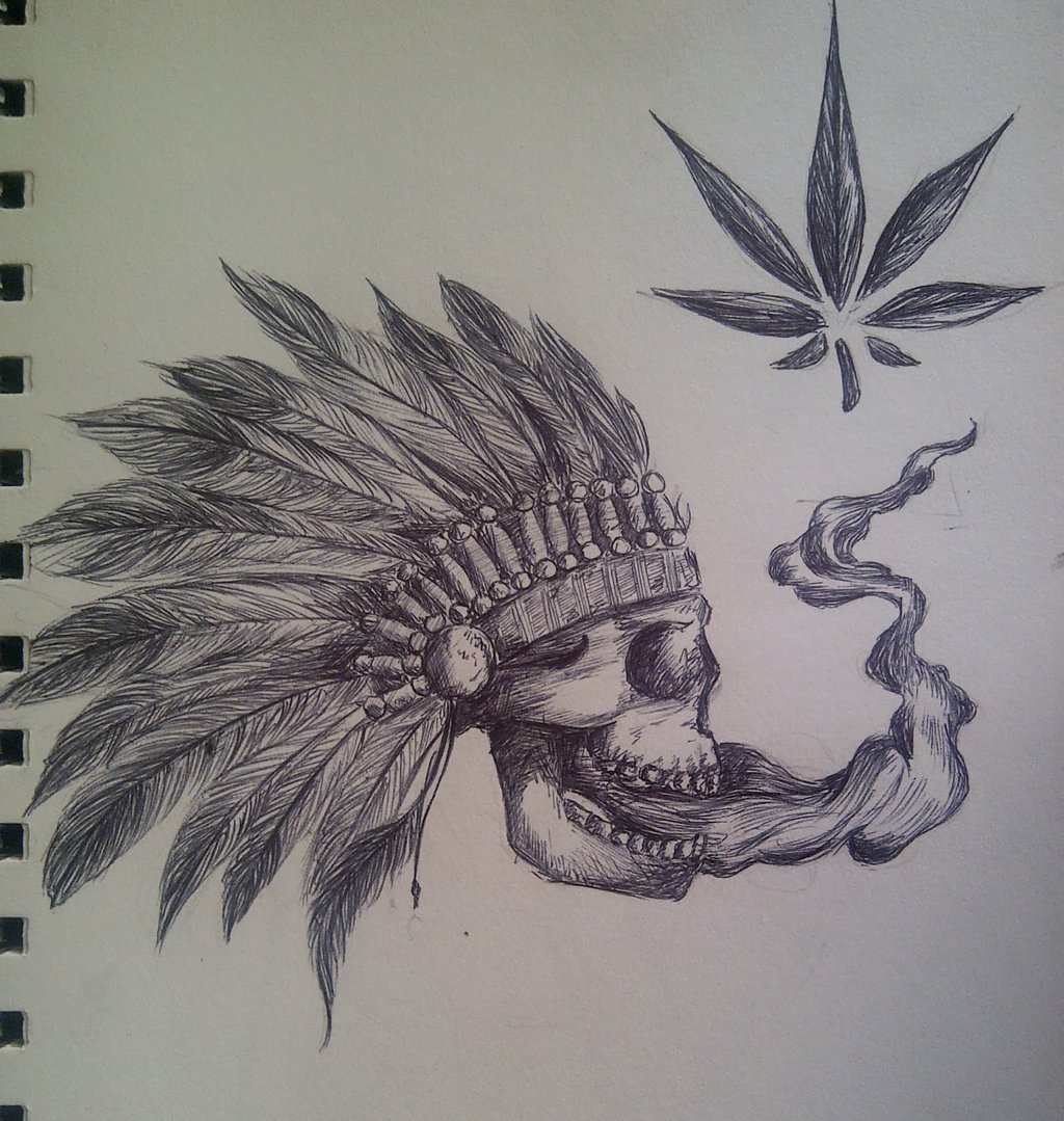 Skull Smoking Weed By Maryshavh