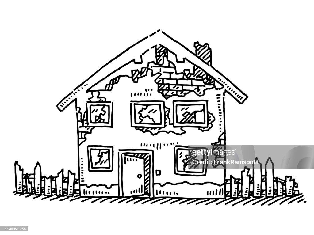 Abandoned Destroyed House Drawing High Res Vector Graphic Getty