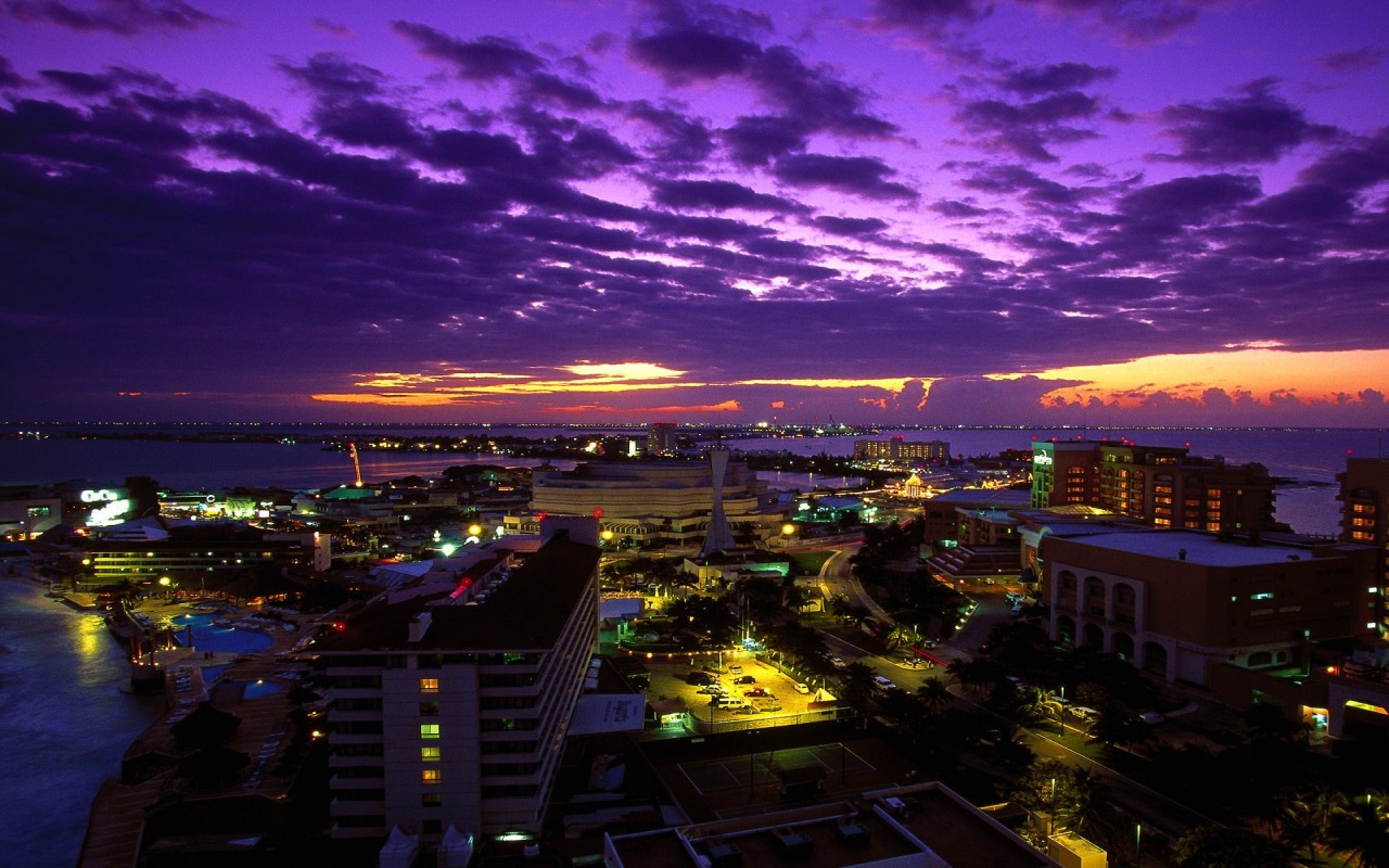 Cancun At Twilight Wallpaper Mexico World In Jpg Format For