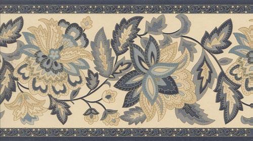 🔥 Free download Wallpaper Border Designer Blue and Gold Jacobean Floral