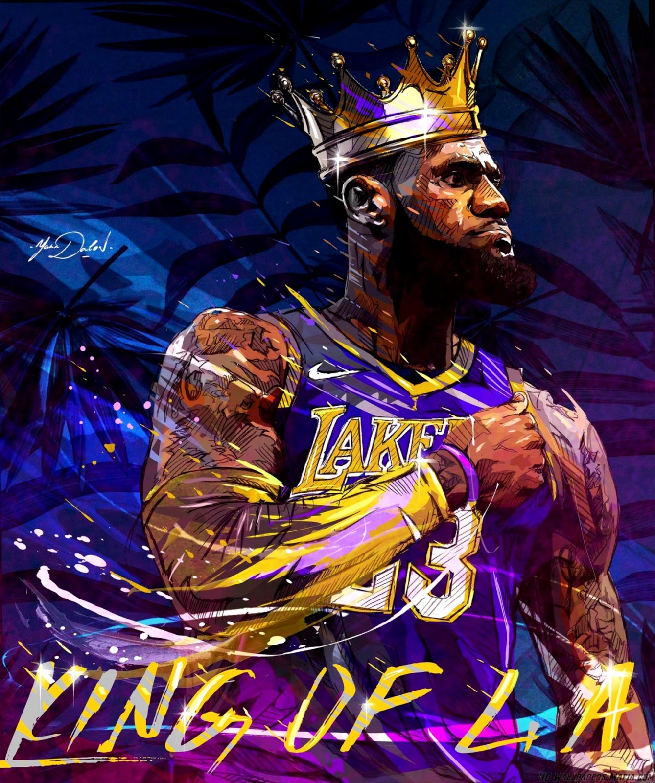 Lebron james with black and white background and lakers yellow jersey 4K  wallpaper download