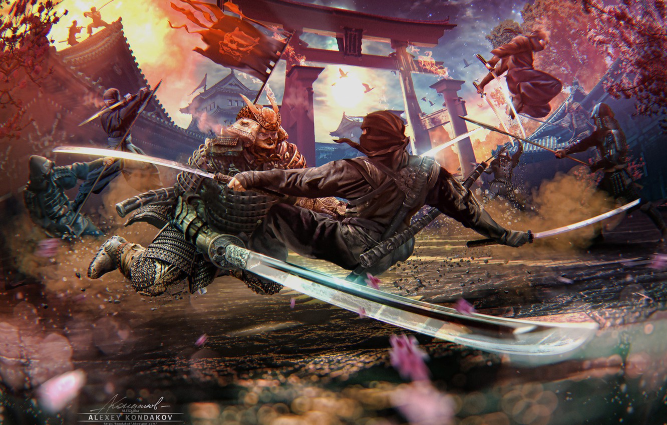 Wallpaper War The Opposition Battle Ninja Samurai
