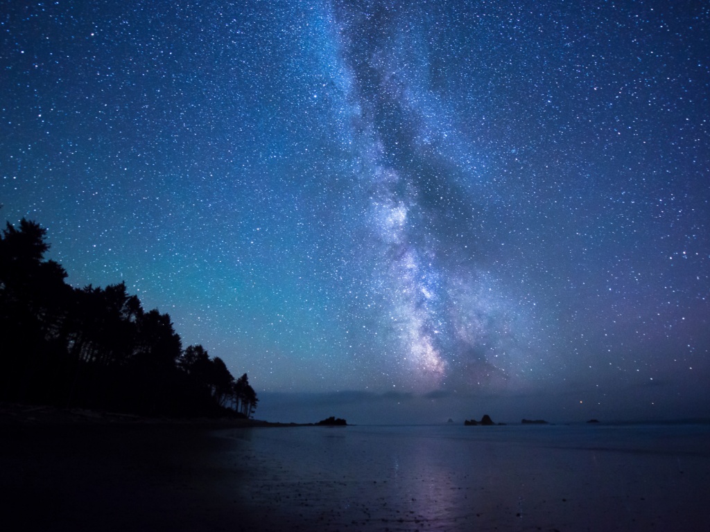 Sea Coast Night Sky Stars Milky Way Wallpaper In Resolution