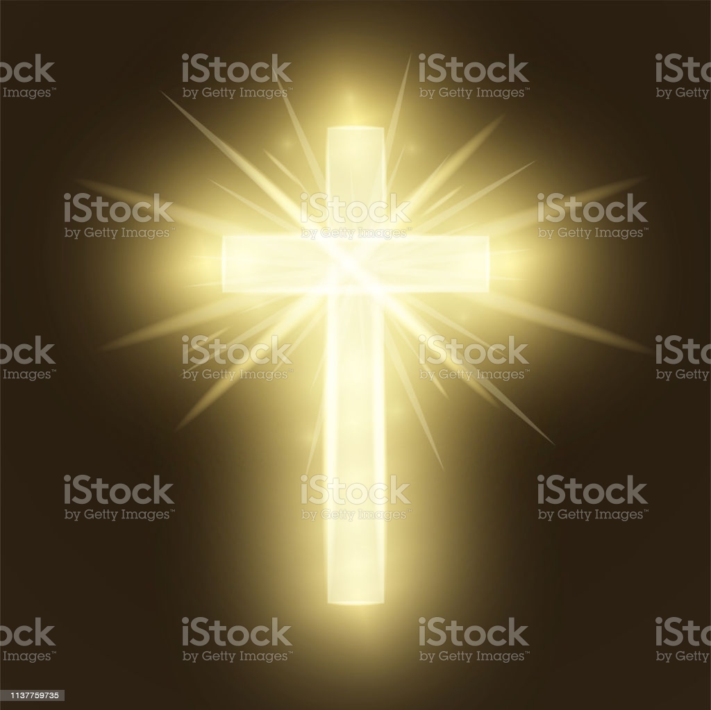 Shining Gold Cross Isolated On Brown Retro Background Riligious