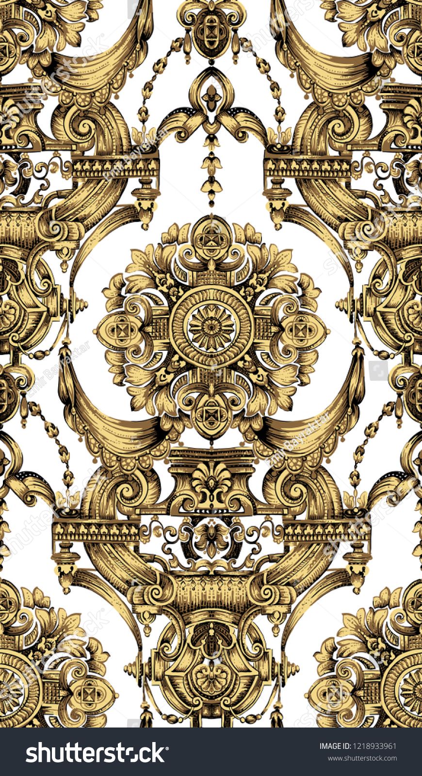Vector Damask Seamless Pattern Element Lassical Luxury Old