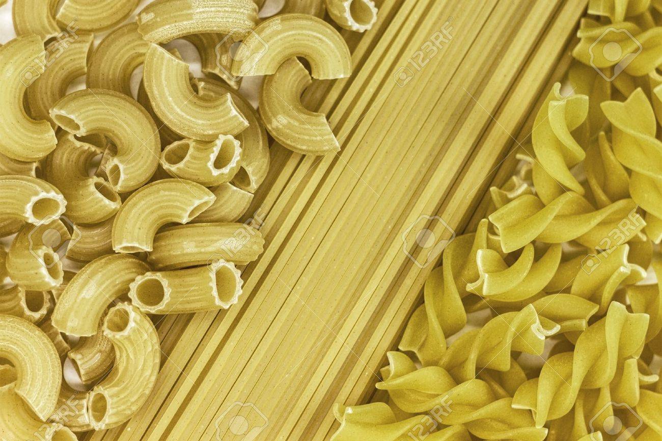 Macaroni Or Pasta Background Spaghetti Noodles Set Stock Photo