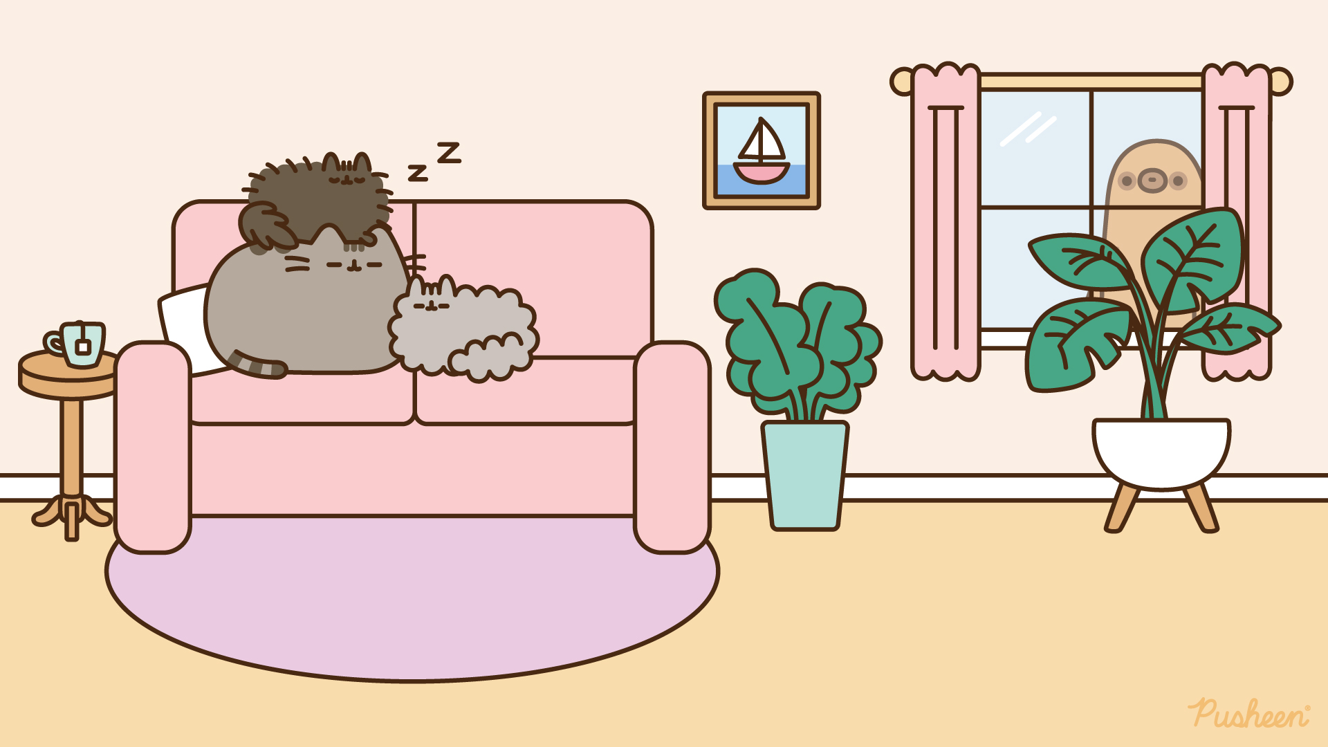 Pusheen Zoom Background Room Wallpaper