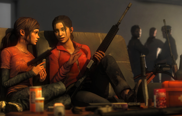 Wallpaper Ellie The Last Of Us Zoey Left Dead Crossover Pistol