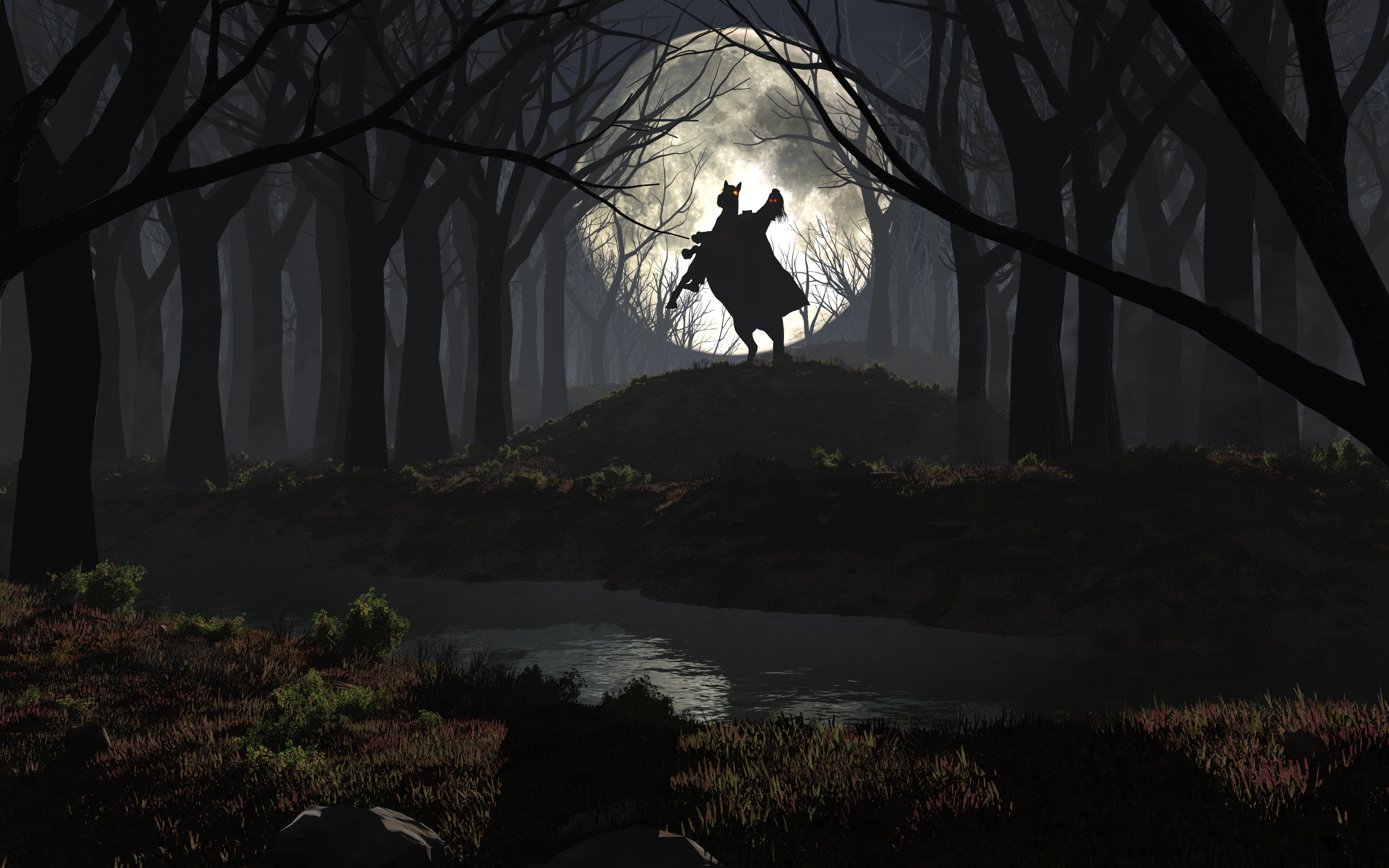 Horseman in Forest HD Wallpaper Background Image 2560x1600