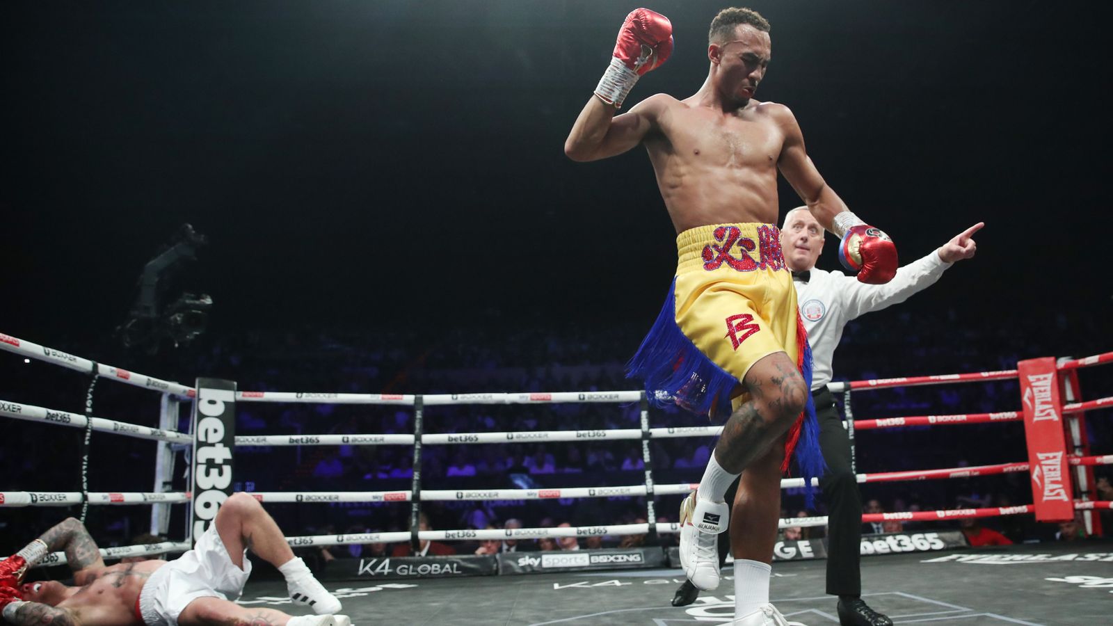 Benjamin Whittaker celebrates his victory in a boxing match