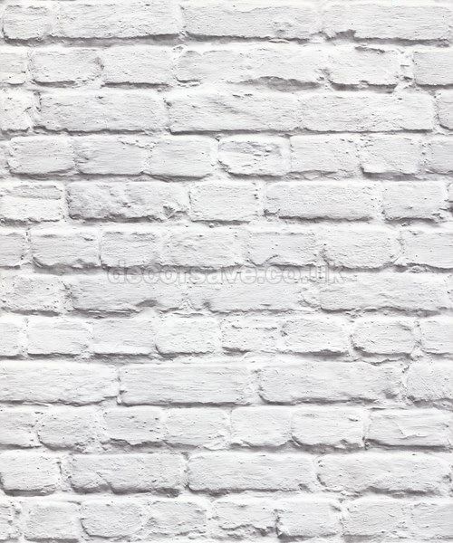 Muriva Painted White Brick Wallpaper Feature Wall Photographic