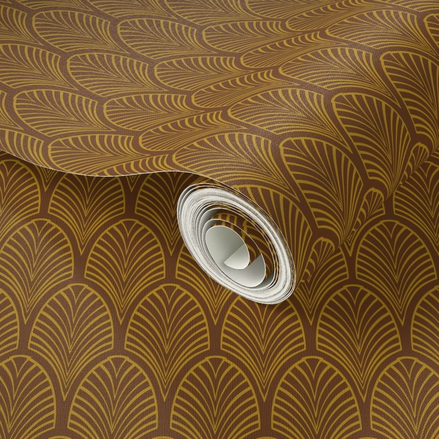 Art Nouveau Vintage Wallpaper Golden Brown By Ralina