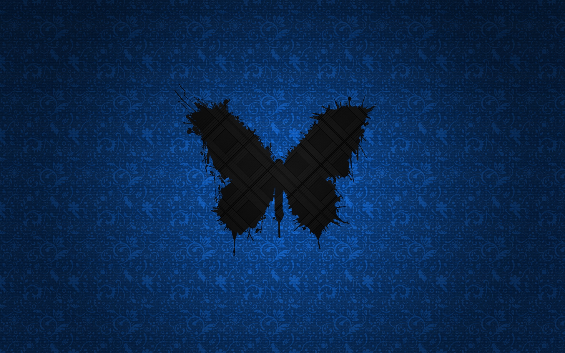 Black Butterfly In Blue Abstract Background Wide HD Wallpaper