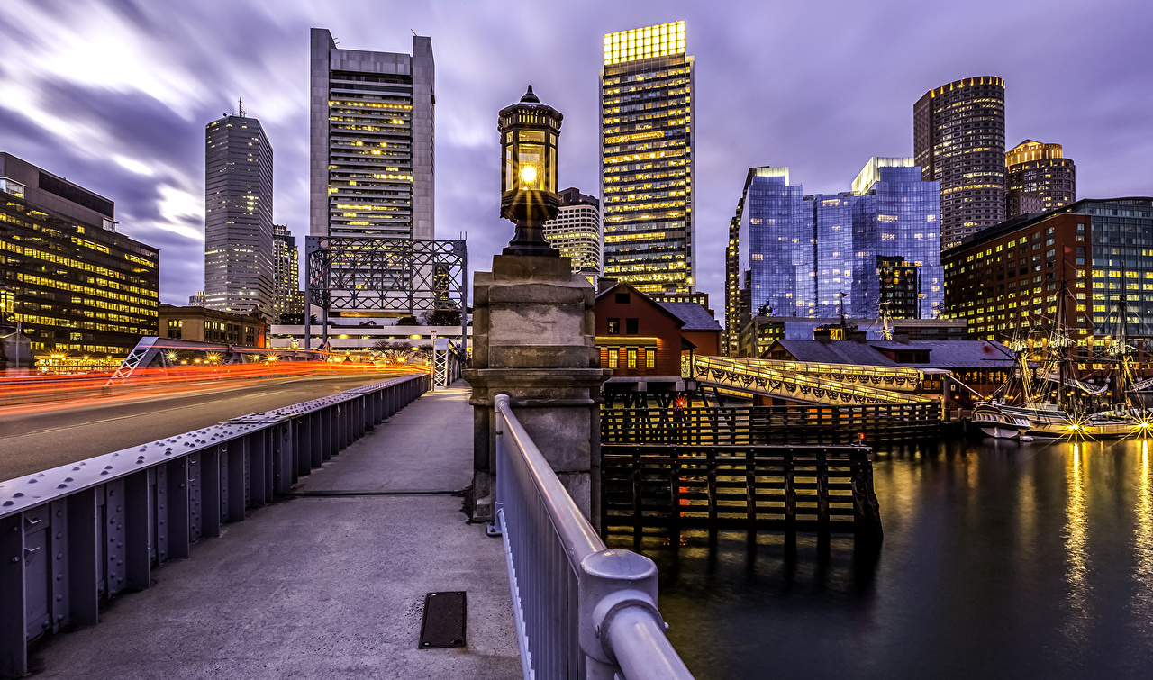 Photos Boston Usa Massachusetts Bridges Rivers Cities Houses