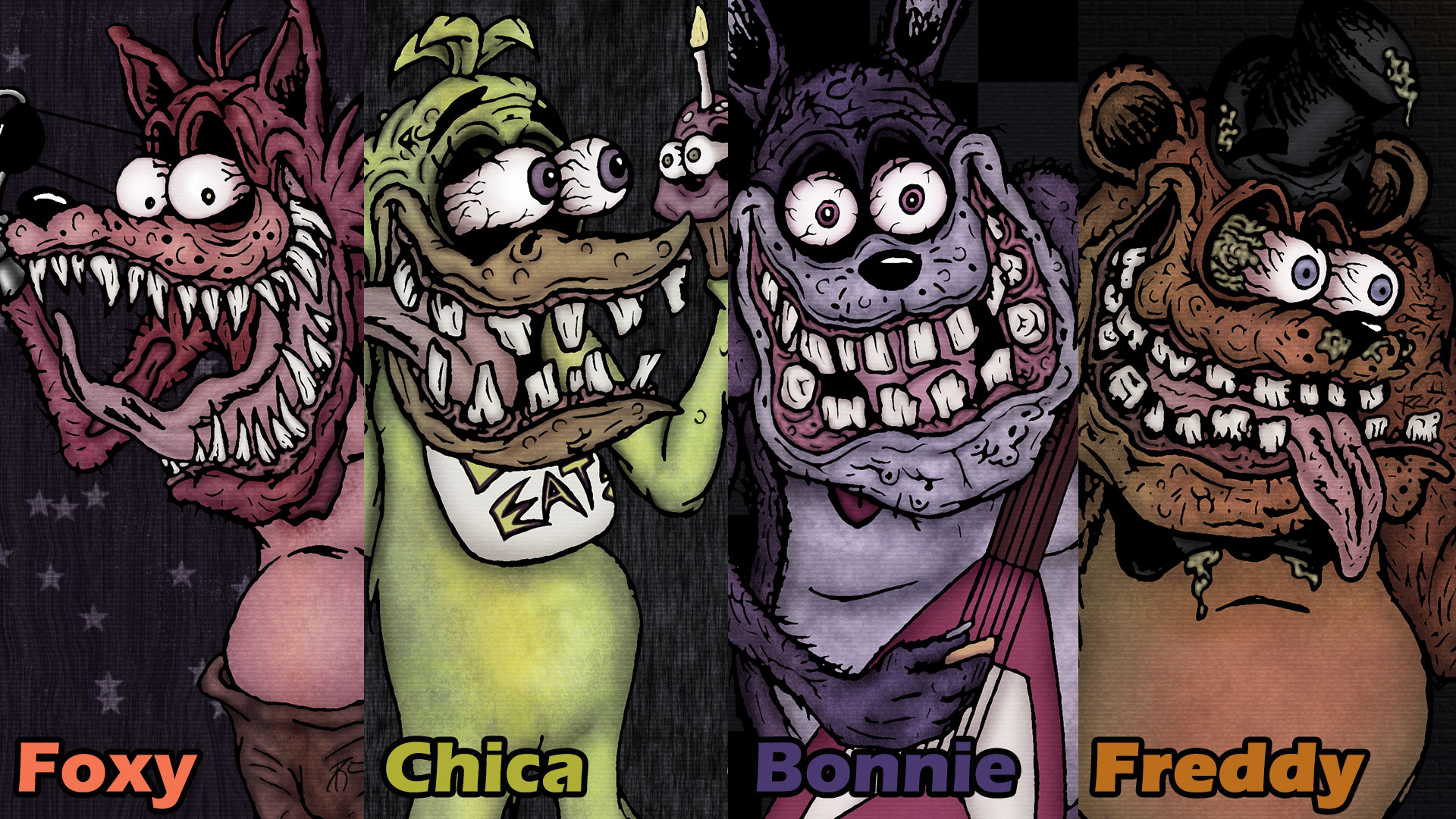 Five Nights At Freddy Ed Roth Style Wallpaper By Sestrennk On