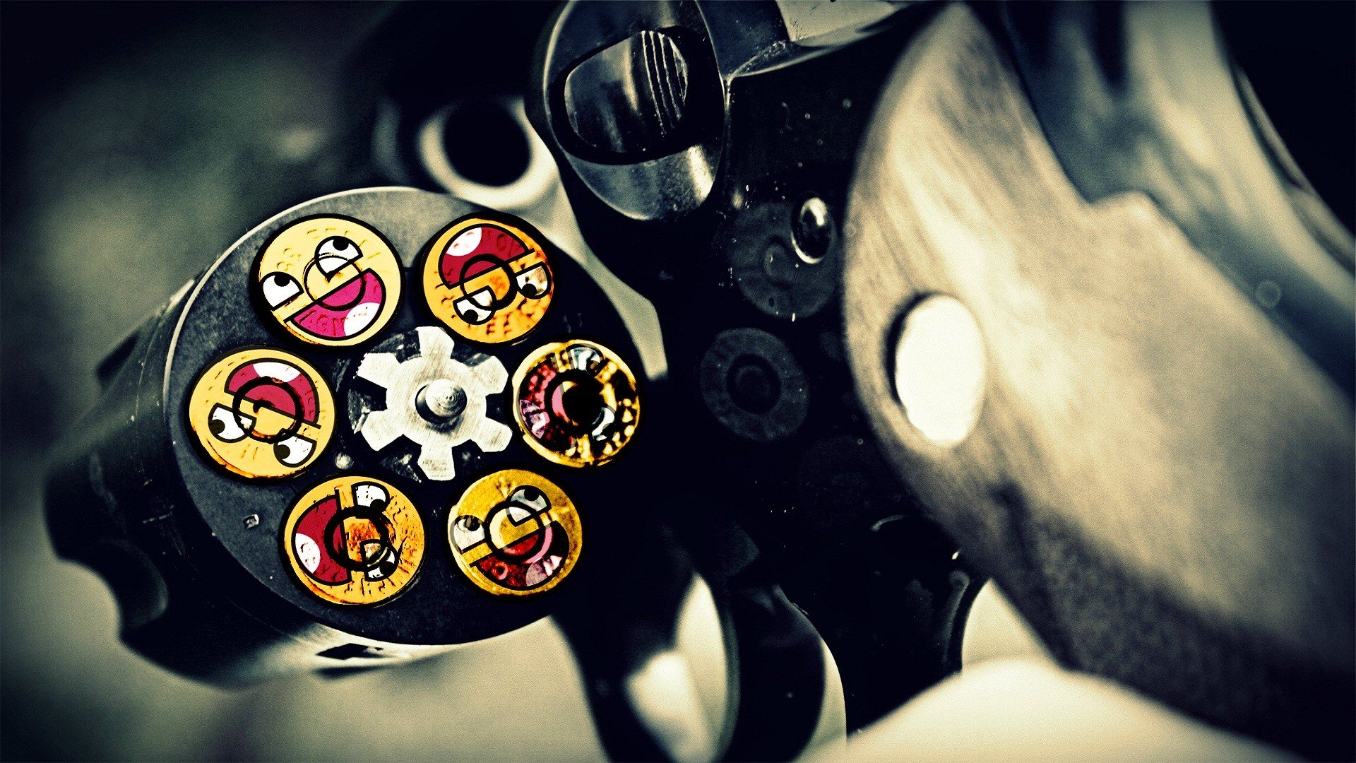 Guns Ammunition Smiley Face Awesome Wallpaper Background