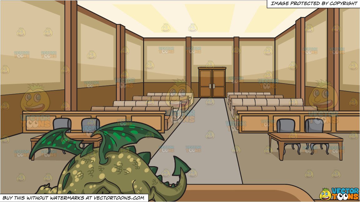 A Friendly Dragon And Inside Courtroom Background Clipart