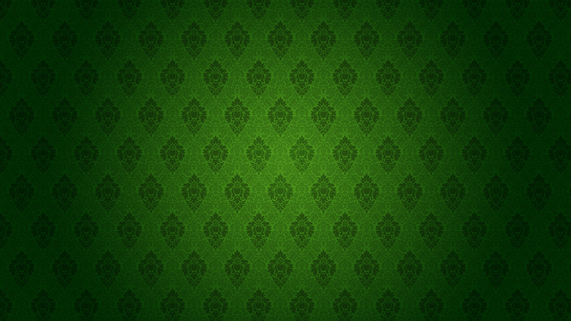 Dark green damask background with a subtle vignette effect, creating a rich and luxurious feel