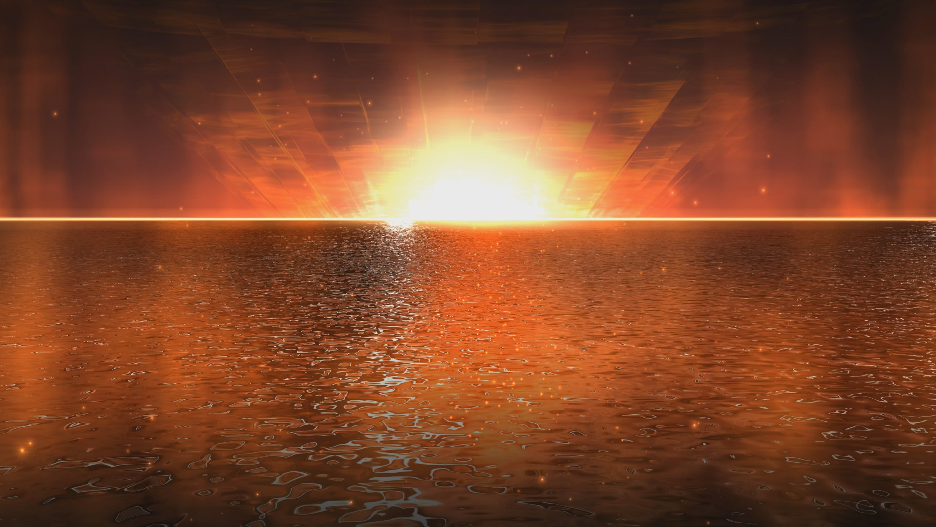 4k Golden Water Sunset Animated Wallpaper 2160p