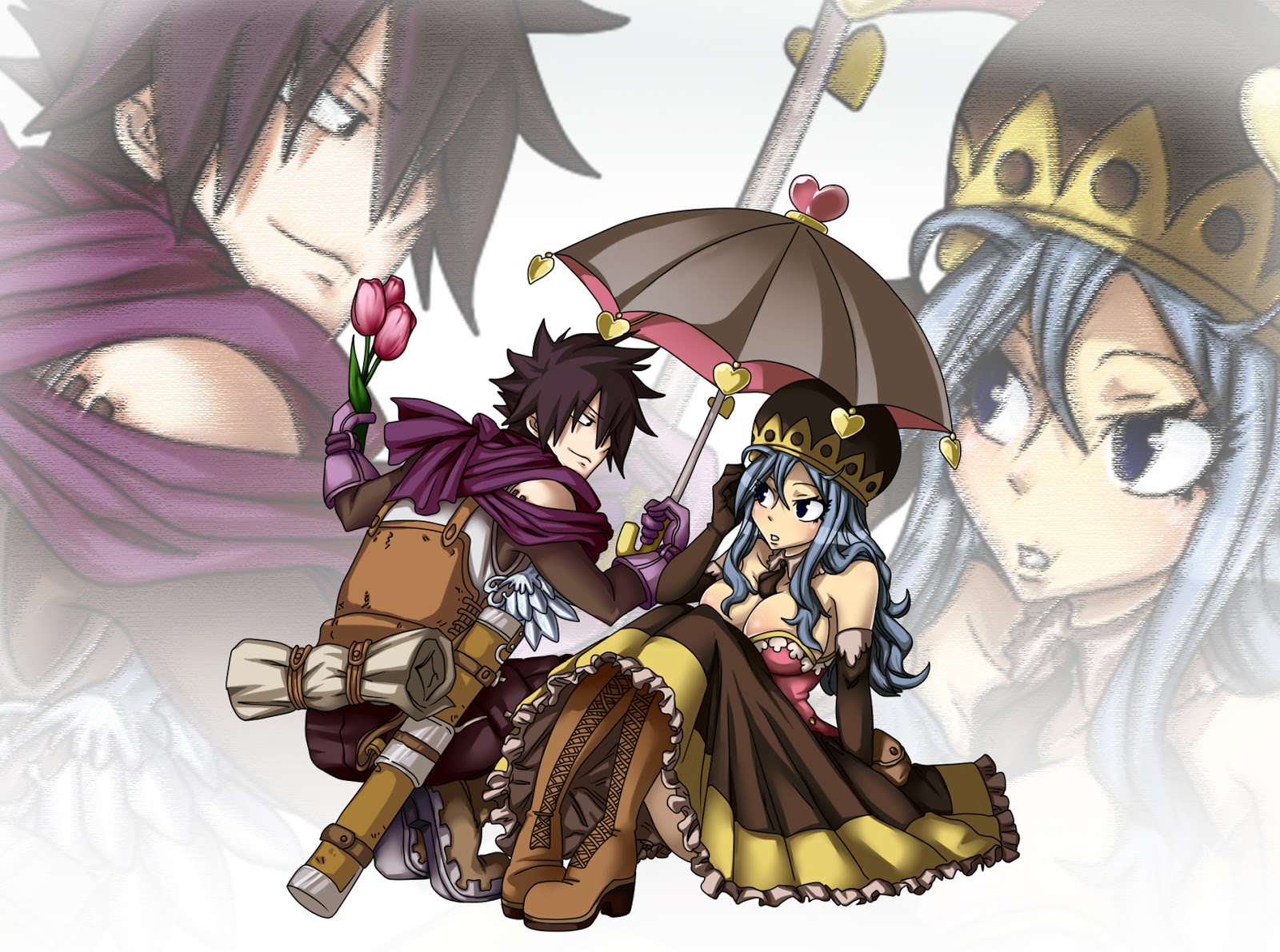 Fairy Tail Gray Fullbuster Juvia Lockser Anime Couple Umbrella Hd